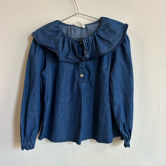 Crewcuts Chambray Denim Blue Girls Top - Picture 1 of 4